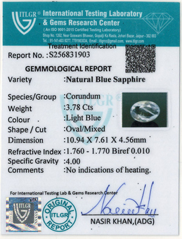 Blue Sapphire - 3.78 Carat