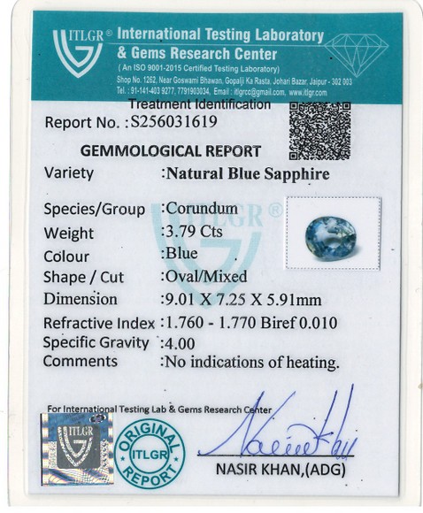 Blue Sapphire - 3.79 Carat