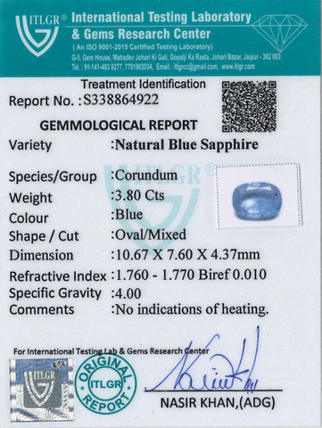 Blue Sapphire - 3.8 Carat
