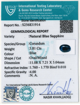 Blue Sapphire - 3.81 Carat