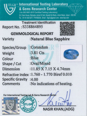 Blue Sapphire - 3.81 Carat