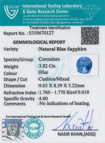Blue Sapphire - 3.82 Carat