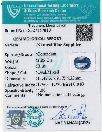 Blue Sapphire - 3.85 Carat