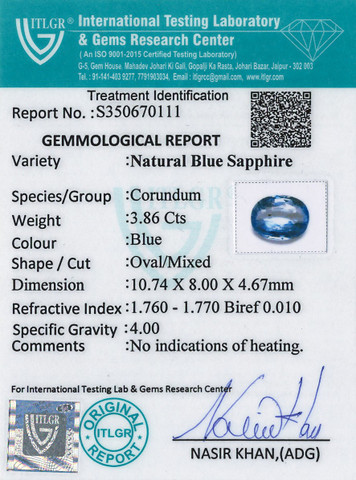 Blue Sapphire - 3.86 Carat