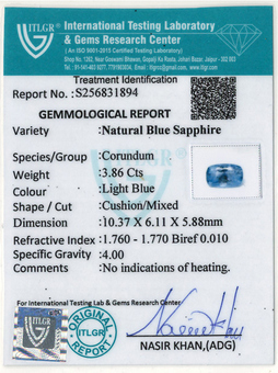 Blue Sapphire - 3.86 Carat