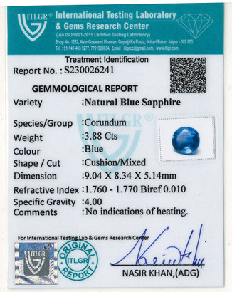 Blue Sapphire - 3.88 Carat