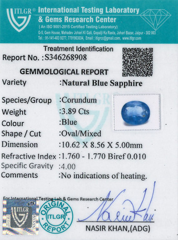 Blue Sapphire - 3.89 Carat