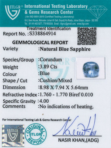Blue Sapphire - 3.89 Carat
