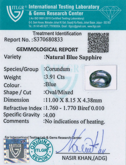 Blue Sapphire - 3.91 Carat