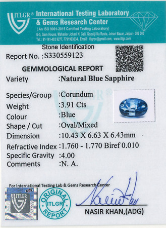 Blue Sapphire - 3.91 Carat