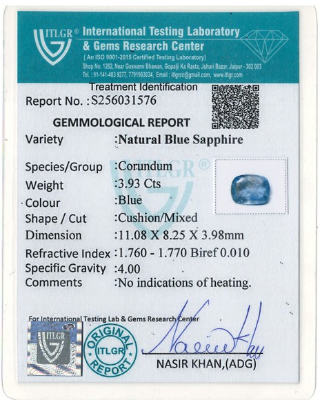 Blue Sapphire - 3.93 Carat