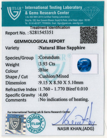 Blue Sapphire - 3.93 Carat