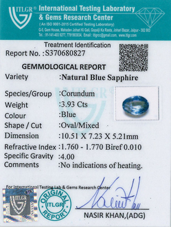 Blue Sapphire - 3.93 Carat