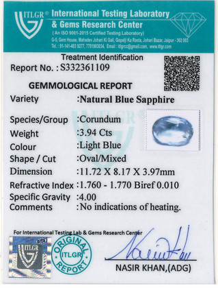 Blue Sapphire - 3.94 Carat