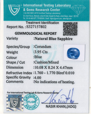 Blue Sapphire - 3.95 Carat