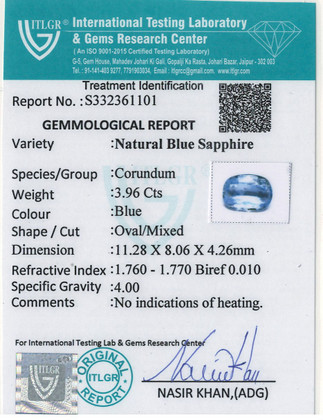 Blue Sapphire - 3.96 Carat