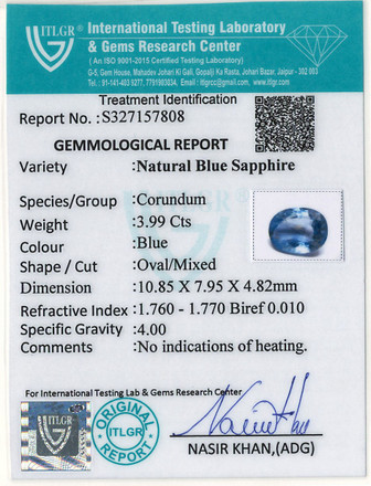 Blue Sapphire - 3.99 Carat