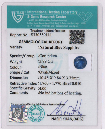 Blue Sapphire - 3.99 Carat