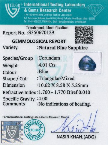 Blue Sapphire - 4.01 Carat