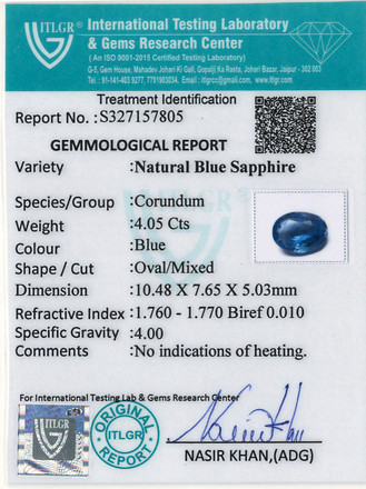 Blue Sapphire - 4.05 Carat