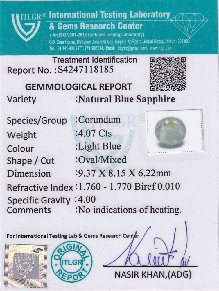 Blue Sapphire - 4.07 Carat