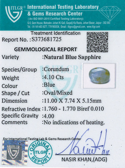 Blue Sapphire - 4.1 Carat