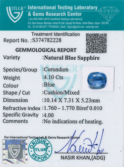 Blue Sapphire - 4.1 Carat