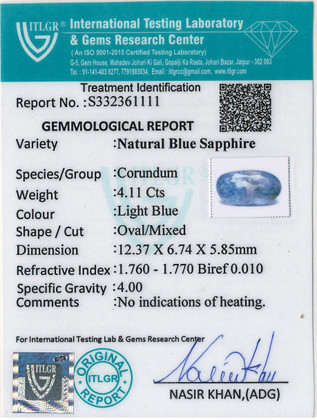 Blue Sapphire - 4.11 Carat