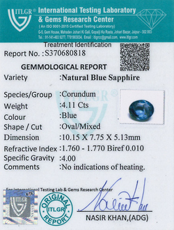 Blue Sapphire - 4.11 Carat