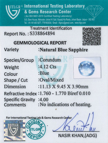 Blue Sapphire - 4.12 Carat