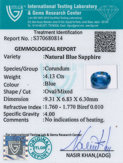 Blue Sapphire - 4.13 Carat