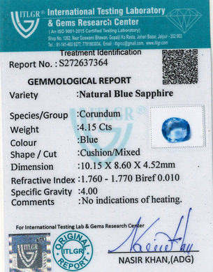 Blue Sapphire - 4.15 Carat