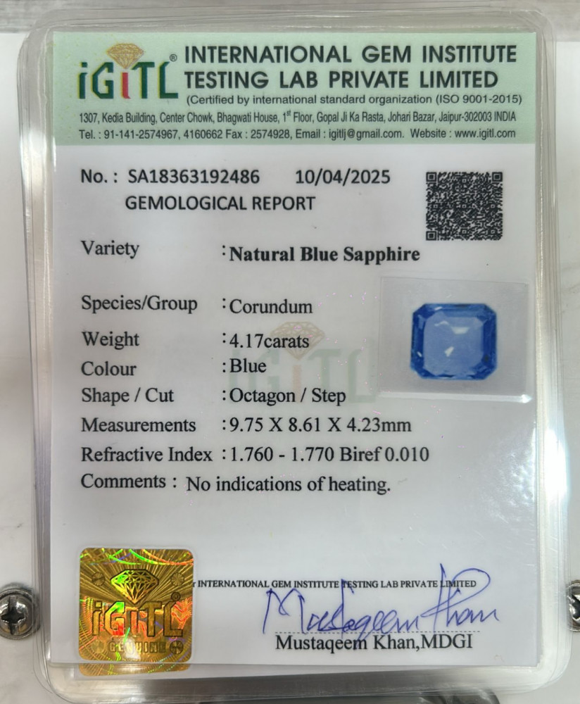 Blue Sapphire - 4.17 Carat