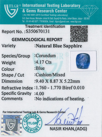 Blue Sapphire - 4.17 Carat