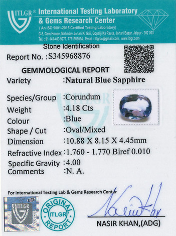 Blue Sapphire - 4.18 Carat
