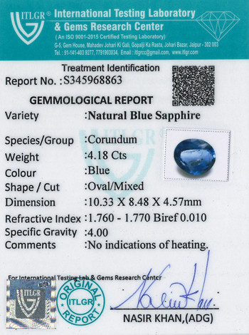 Blue Sapphire - 4.18 Carat