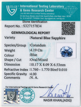 Blue Sapphire - 4.19 Carat