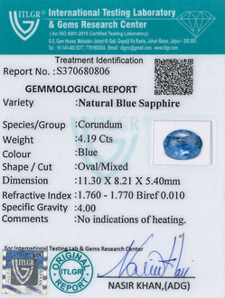 Blue Sapphire - 4.19 Carat