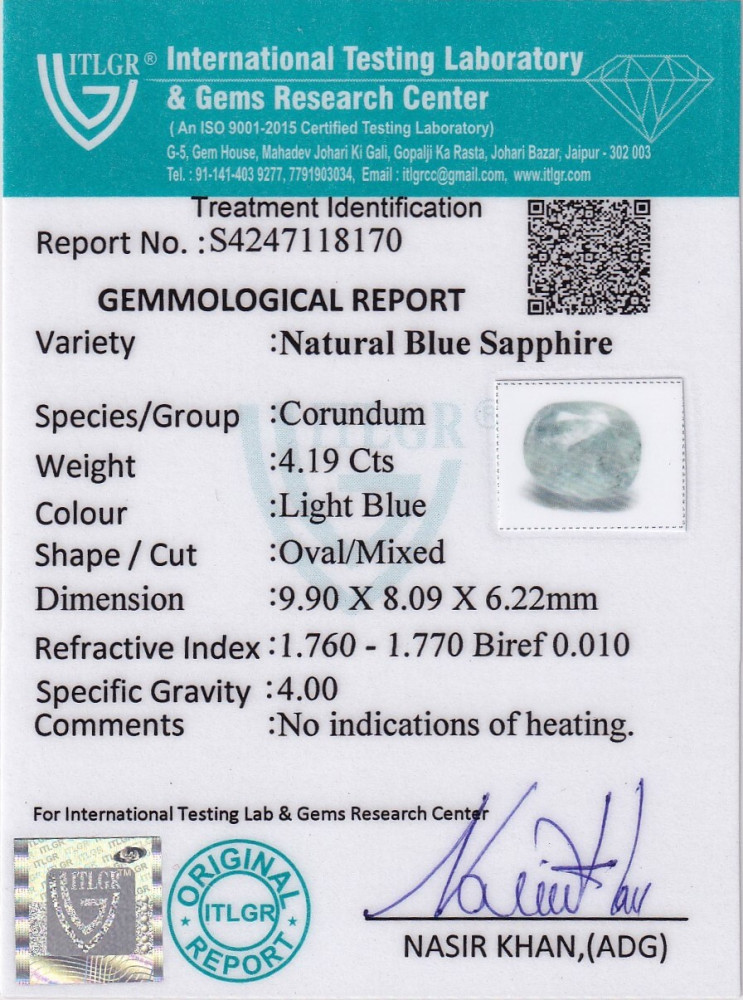 Blue Sapphire - 4.19 Carat
