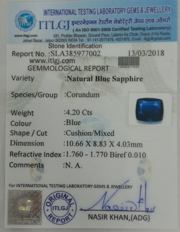 Blue Sapphire - 4.2 Carat