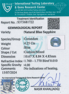 Blue Sapphire - 4.25 Carat