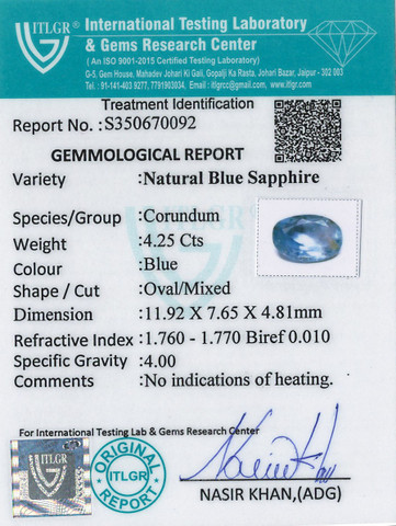 Blue Sapphire - 4.25 Carat