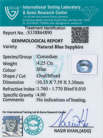 Blue Sapphire - 4.25 Carat