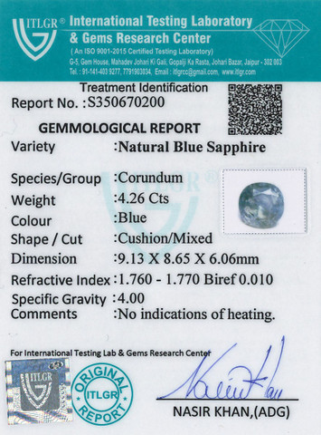 Blue Sapphire - 4.26 Carat