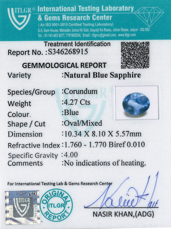 Blue Sapphire - 4.27 Carat