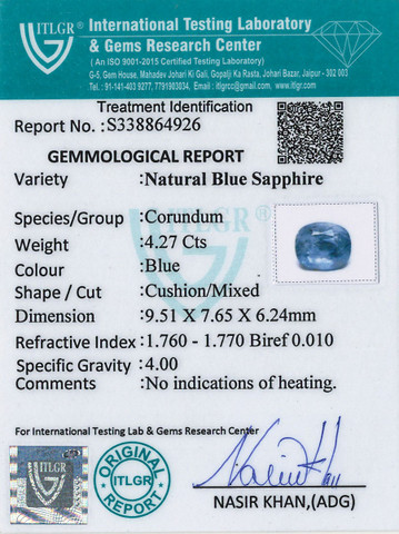 Blue Sapphire - 4.27 Carat