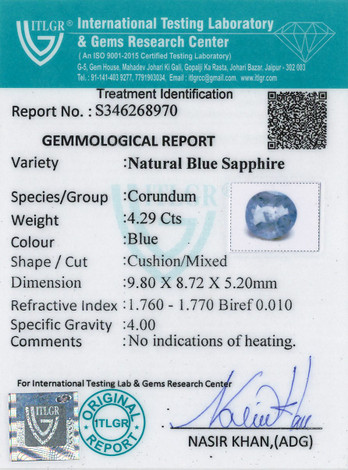 Blue Sapphire - 4.29 Carat