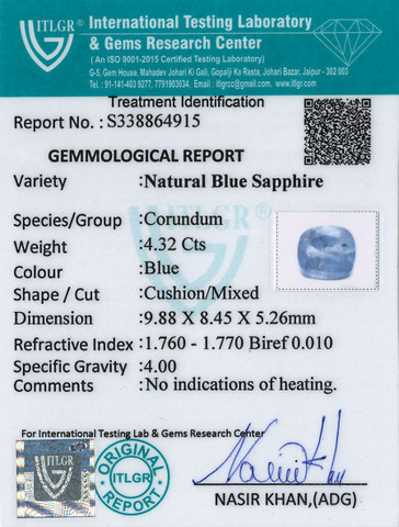 Blue Sapphire - 4.32 Carat