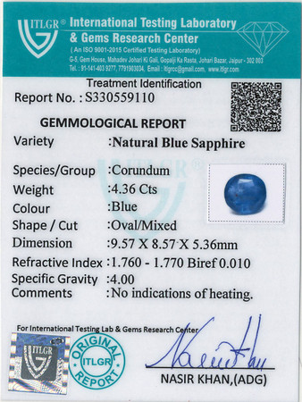 Blue Sapphire - 4.36 Carat