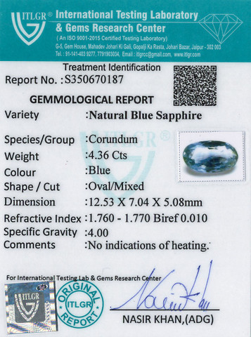Blue Sapphire - 4.36 Carat